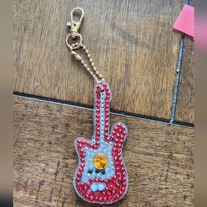 Guitar Shaped Red and Silver Key Holder